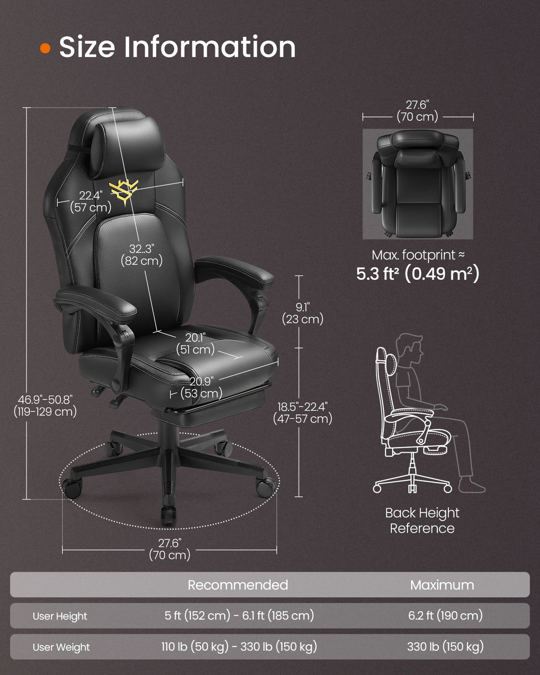 Ergonomic Computer Chair with Footrest