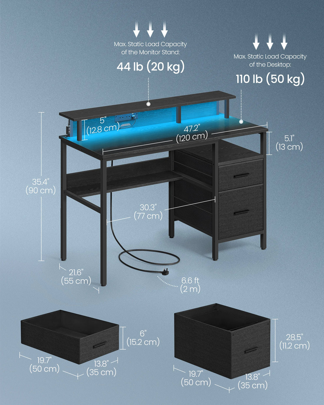 Gaming Desk with LED Lights