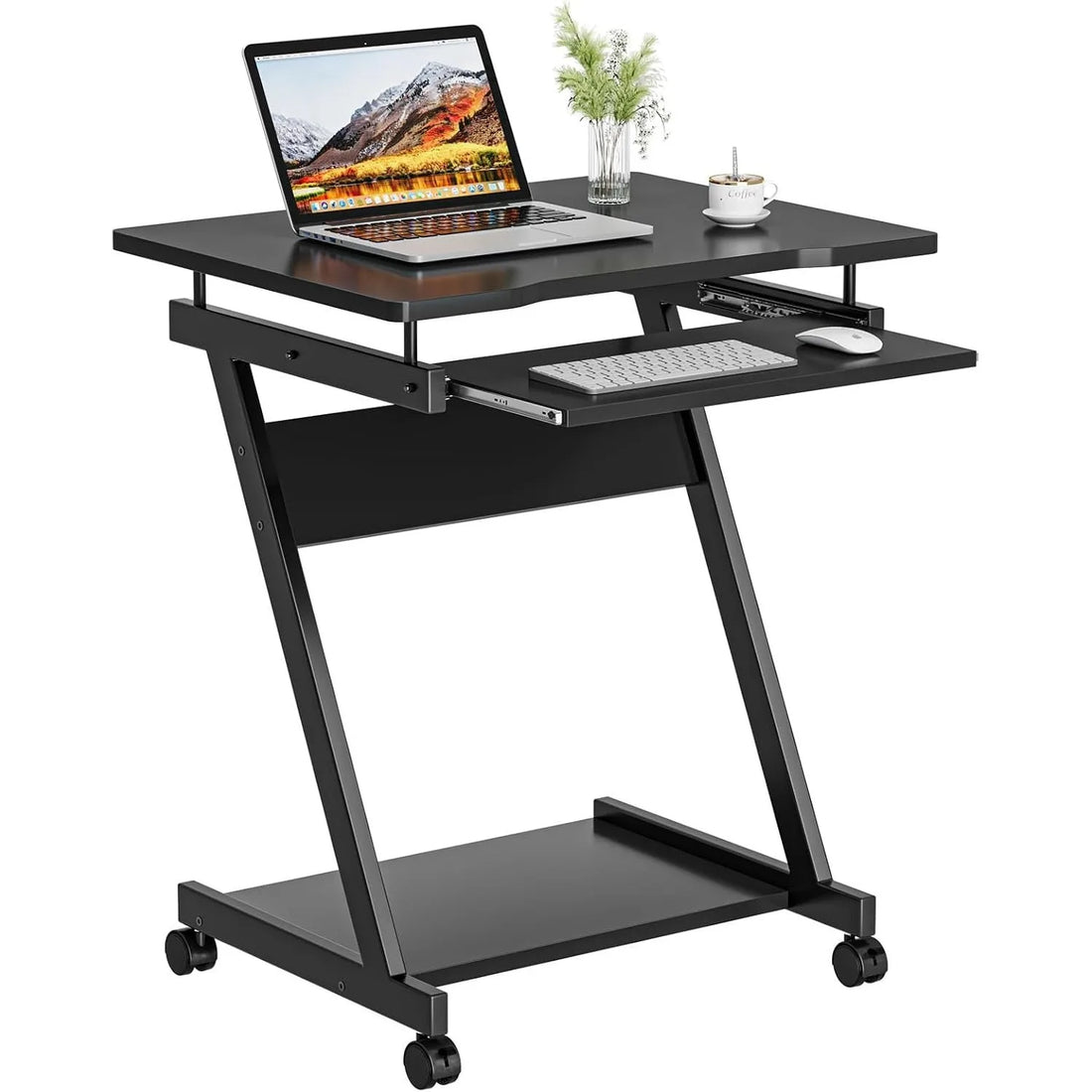Z-Shaped with Sliding Keyboard Wood PC Table