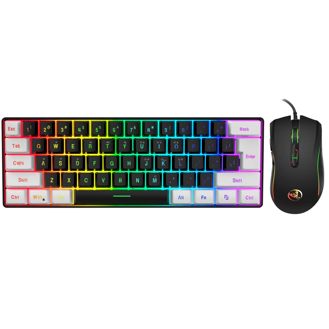 New 61keys Wired White Black Keyboard